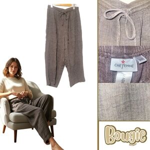 Vintage Cheyenne Chocolate Brown Linen Wide Leg Capri Pants Women’s Small